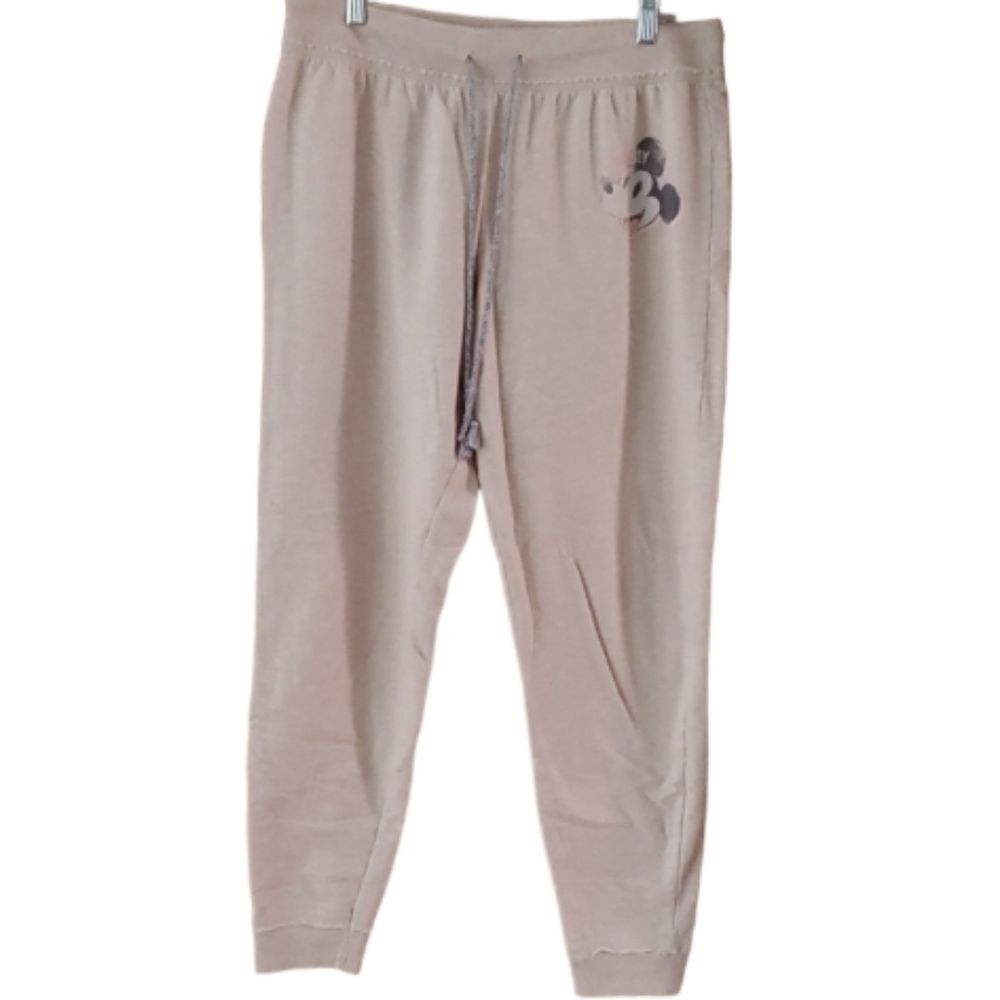 Disney Mickey Mouse Heathered Beige‎ Jogger Sweatpants size Large